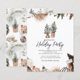 Papier Budget Rustic Holiday Party Invitation