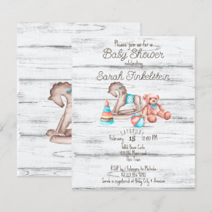 Papier Budget Rustic Jouets vintages baby shower en bois 