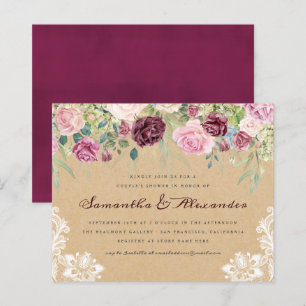 Papier Budget Rustic Kraft dentelle florale Couple douche