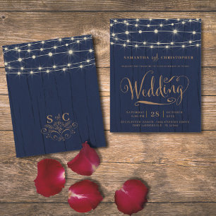 Papier Budget Rustic Mariage à cordes bleues de la marine