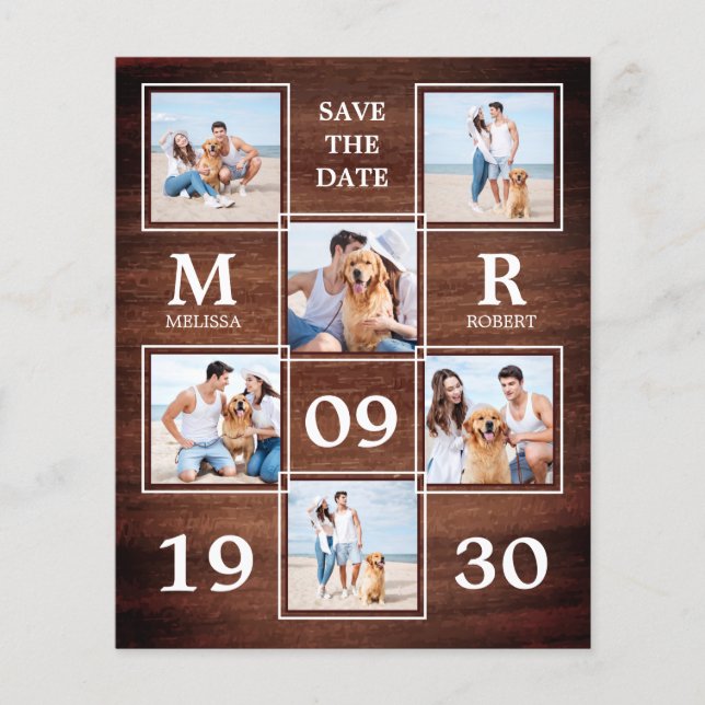 Papier Budget Rustic Mariage Photo Collage Enregistrer La (Devant)