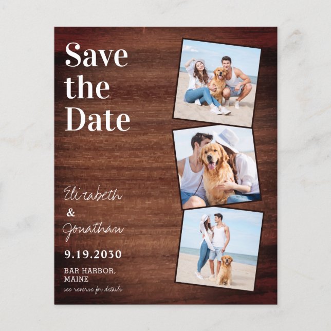 Papier Budget Rustic Mariage Photos QR Code Enregistrer L (Devant)