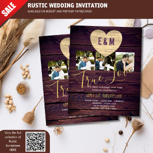 Papier Budget Rustic Photo Collage Invitations de mariage