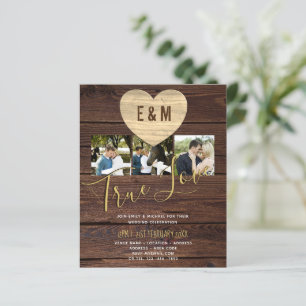 Papier Budget Rustic Photo Collage Invitations de mariage