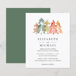 Papier Budget Rustic Pine Trees Aquarelle Invitation