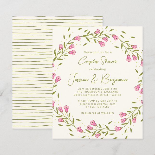 Papier Budget Rustic Rose Garden Fleurs Couples Douche (Devant / Derrière)