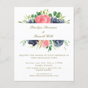 Papier Budget Rustic Rose Marine Rose Floral Mariage Invi