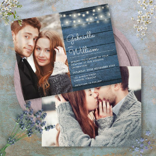 Papier Budget Rustic String Lights Photo Wedding Invitati