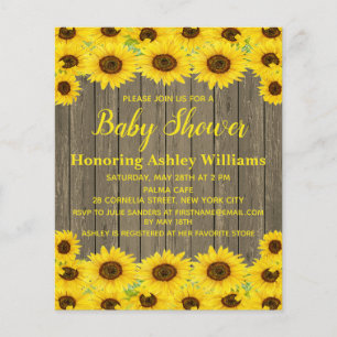 Papier Budget Rustic Sunflower Baby shower Invitation
