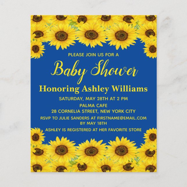 Papier Budget Rustic Sunflower Baby shower Invitation (Devant)