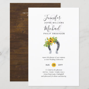 Papier BUDGET Rustic Sunflower Horseshoe Grange Mariage I