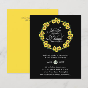 Papier BUDGET Rustic Sunflower Wreath Wedding Invitation