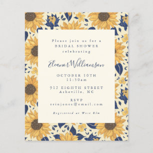 Papier Budget Rustic Sunflowers Blue Fête des mariées Inv