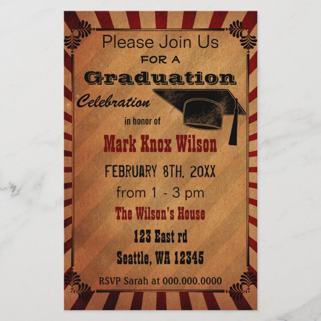 Papier Budget Rustic Vintage Graduation Party Invitations (Devant)