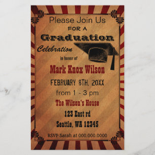 Papier Budget Rustic Vintage Graduation Party Invitations