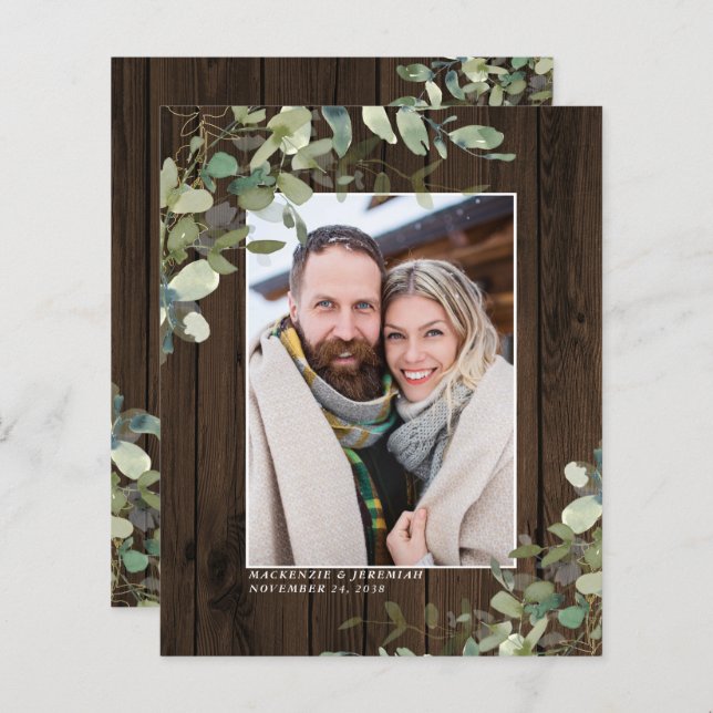 Papier Budget Rustic Wood Eucalyptus Photo Enregistrer la (Devant / Derrière)