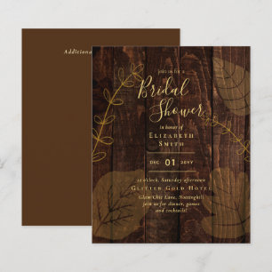 Papier Budget Rustic Wood Gold Fête des mariées Invitatio