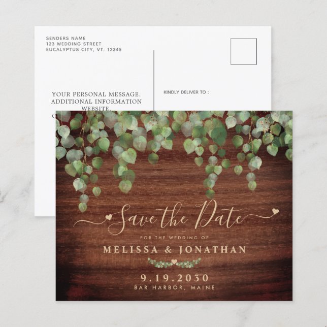 Papier Budget Rustic Wood Mariage campagnard Enregistrer  (Devant / Derrière)