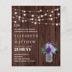 Papier Budget Rustic Wood Purple Mint Mariage Invite