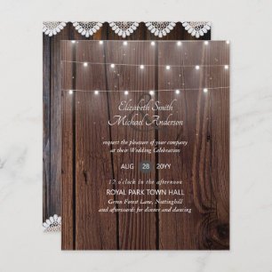 Papier Budget RUSTIC Wood Wedding Invite n Enveloppes