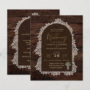 Papier BUDGET Rustic Woodland Mariage Wood Lace INVITATIO
