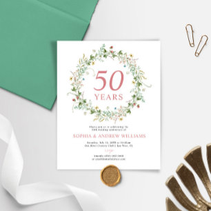 Papier Budget Rustique 50e anniversaire Mariage Invitatio