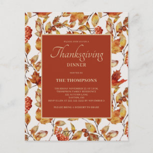 Papier Budget Rustique Autumn Leaf Thanksgiving Invitatio