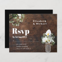 Budget Rustique Blanc Calla Lily Mariage RSVP