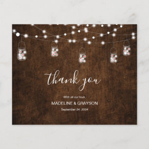 Papier BUDGET Rustique Bois Chaîne Éclairage Coeurs Merci