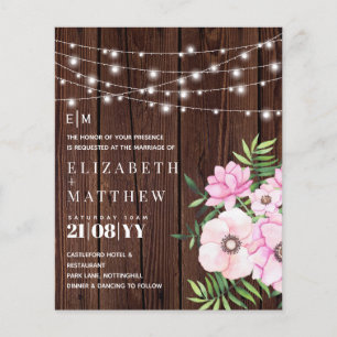 Papier Budget Rustique Bois Rose Fleurs Mariage Invite