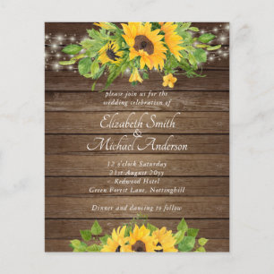 Papier Budget Rustique Bois Sunflower Lumières Mariage In