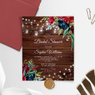Papier Budget Rustique Bourgogne nuptiale Invitation de d