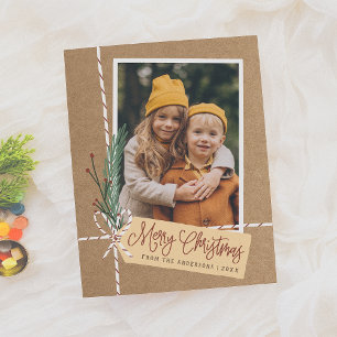 Papier Budget Rustique Cadeau Joyeux Noël Photo de vacanc