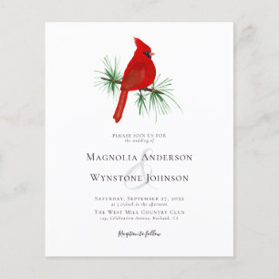 Papier Budget Rustique Cardinal Faire-part de mariage