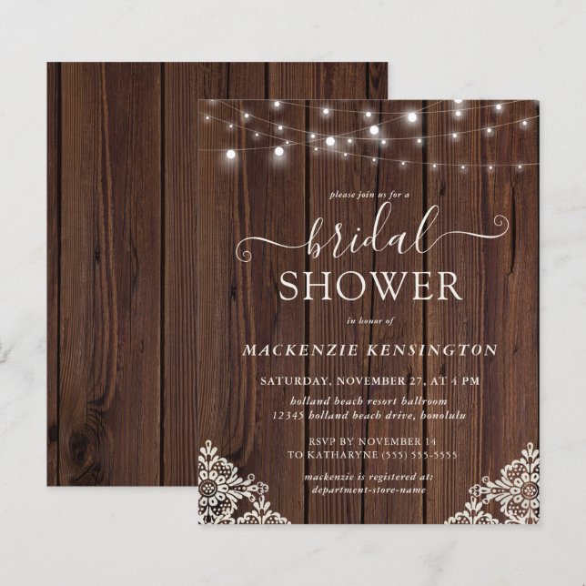 Papier BUDGET Rustique Chaîne de bois Fête des mariées de (Devant / Derrière)