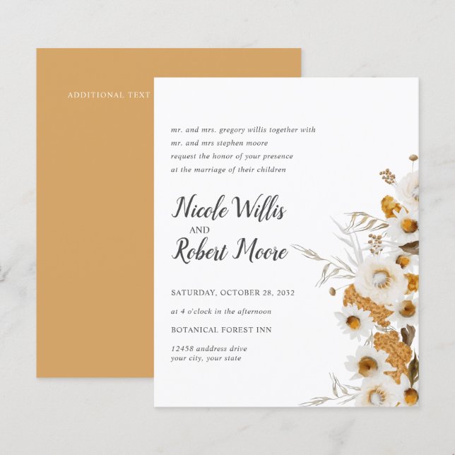 Papier Budget Rustique Chamomile Mimosa Mariage floral (Devant / Derrière)