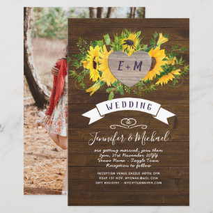 Papier BUDGET Rustique Coeur PHOTO Faire-Part de Mariage