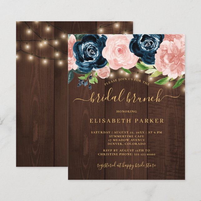 Papier Budget rustique été bois nuptiale invitation à la  (Devant / Derrière)