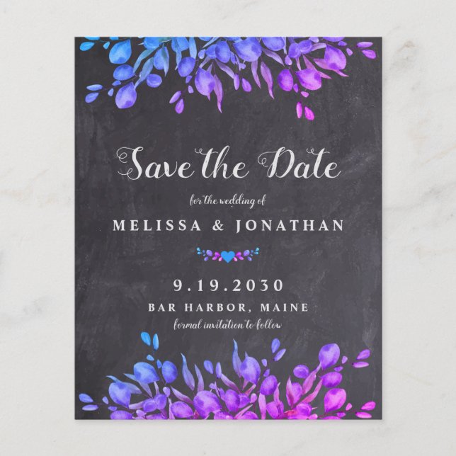 Papier Budget Rustique Eucalyptus Enregistrer La Date Car (Devant)