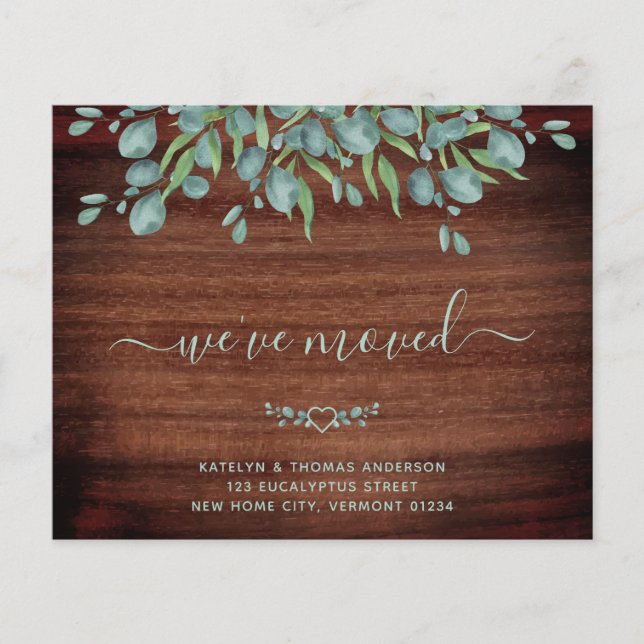 Papier Budget Rustique Eucalyptus Faire-part de déplaceme (Devant)