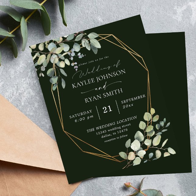 Papier Budget Rustique Eucalyptus & Mariage Or - Vert (Créateur téléchargé)