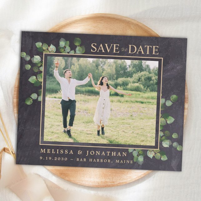 Papier Budget Rustique Eucalyptus Photo Enregistrer La Da (Créateur téléchargé)