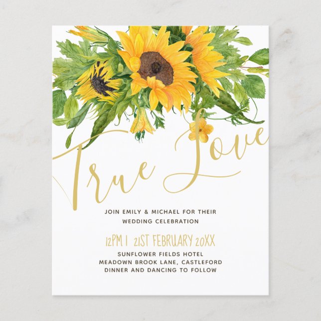 Papier Budget Rustique Faire-part de mariage de script de (Devant)