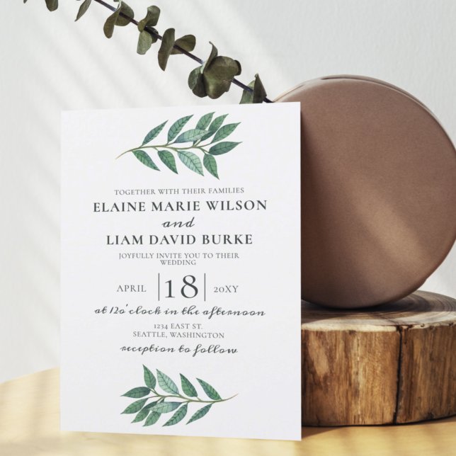 Papier Budget Rustique Faire-part de mariage de verdure (Créateur téléchargé)