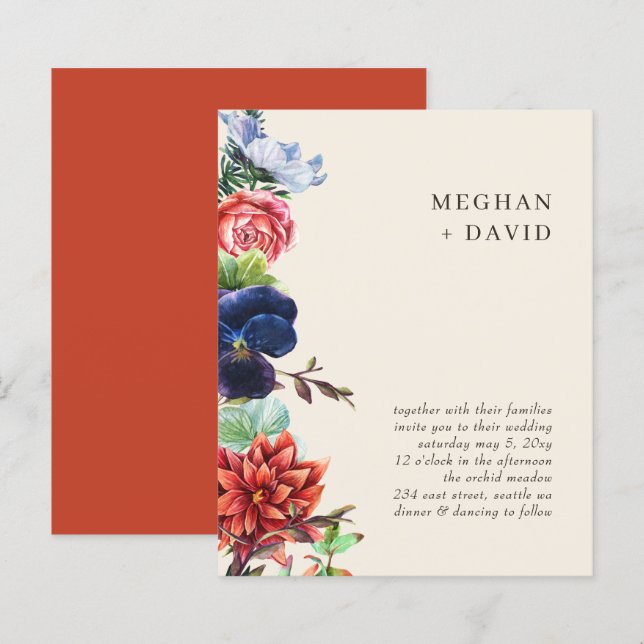 Papier Budget Rustique Fleurit Floral Mariages Invitation (Devant / Derrière)