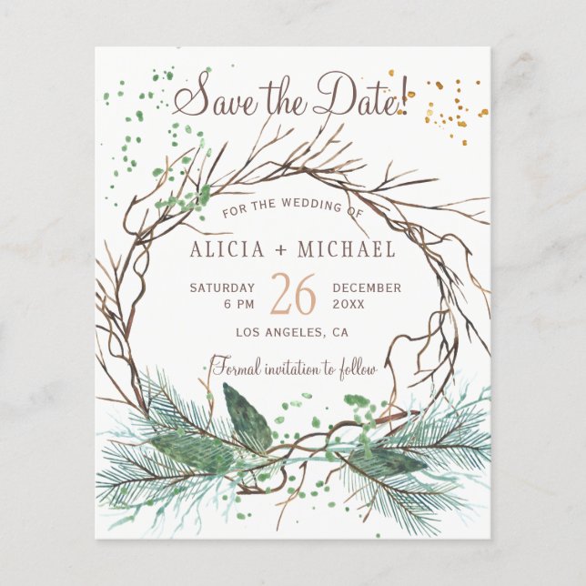 Papier Budget rustique hiver couronne mariage enregistrer (Devant)