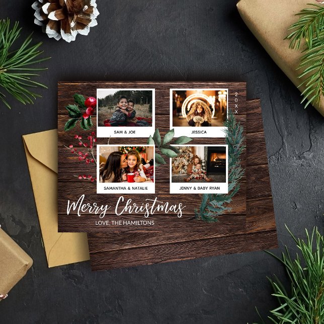 Papier Budget Rustique Joyeux Noël Instantané Multi Photo (Créateur téléchargé)