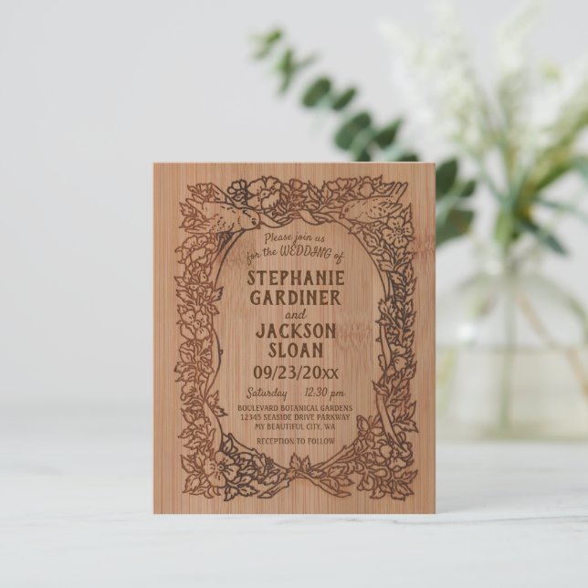 Papier Budget Rustique Laser Couper Mariage Floral Oiseau (Debout devant)