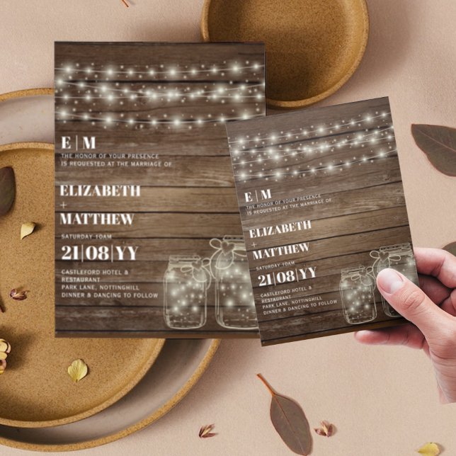 Papier Budget Rustique Lumières Mason Jars Mariage Invite (Créateur téléchargé)