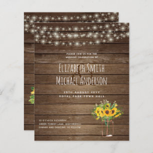 Papier Budget Rustique Lumières Mason Jars Sunflower Mari